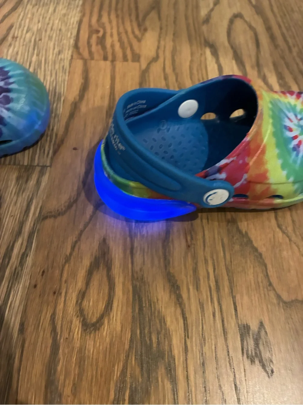 Kids Tie-Dye light up Comfort Clogs with Blue Strap